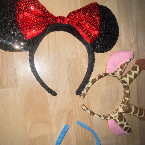 Disney Black and Red Sequin Bow, Giraffe, and Blue Purple Ears Headbands - Picture 5 of 5